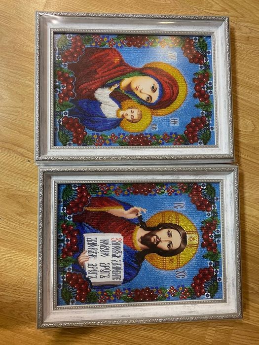 Парні ікони бісером А3 в рамках | ручна робота