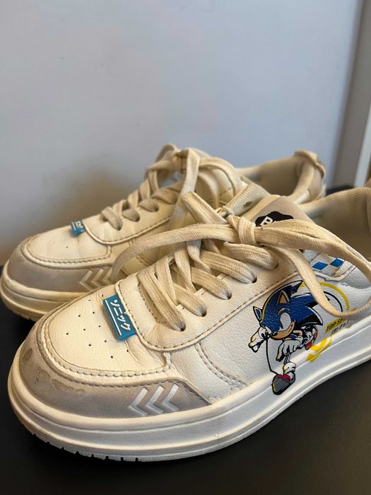 Wyjątkowe adidasy Sonic Zara, skórzane, białe, ok 20,5 cm wkładka