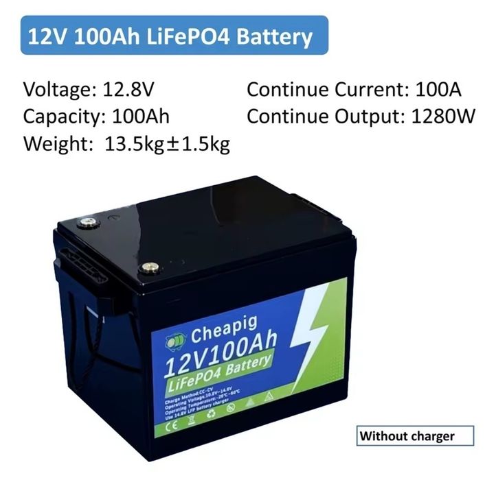 Акумулятор Cheapig LiFePO4 24 V 100 Ah