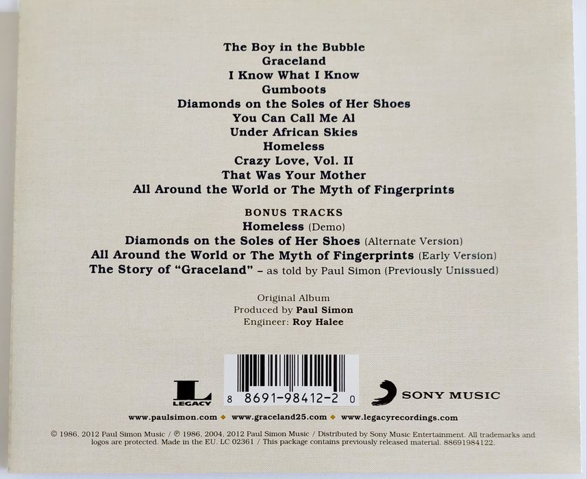 CD Paul Simon - GRACELAND 1986