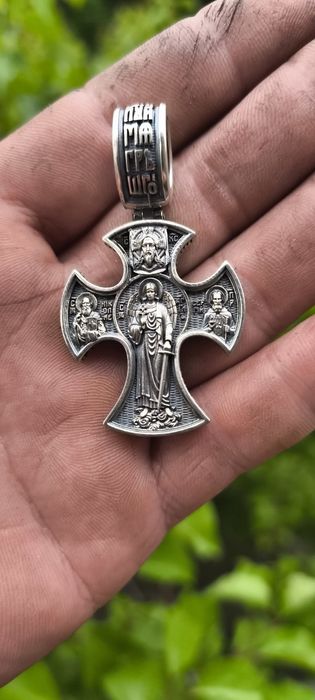 Срібний хрестик 21г "СПАС ВСЕДЕРЖИТЕЛЬ" чоловічий 925 | Мужской серебряный крестик серебро | Масивний оберіг натільний| Подарунок 925 , крест хрест