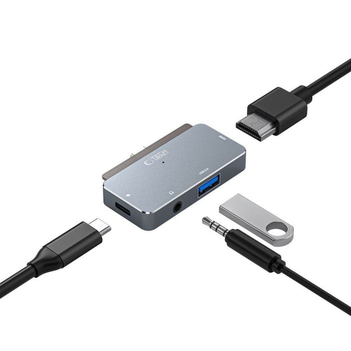 Tech-Protect V6-Hub Adapter 4w1 Szary