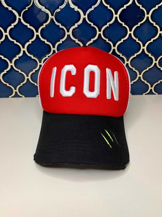 Czapka z daszkiem ICON czerwono-czarna letnia z siatką