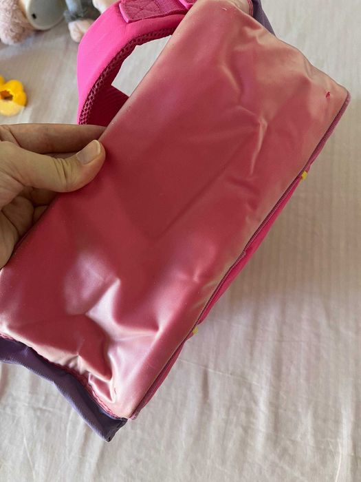 Mochila escolar Miffy rosa e lilás, cerca de 25 x 30 cm