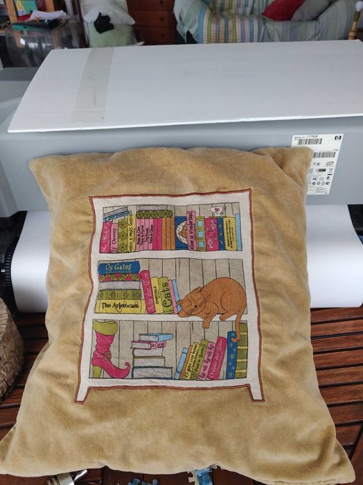 Almofada com desenho de livros