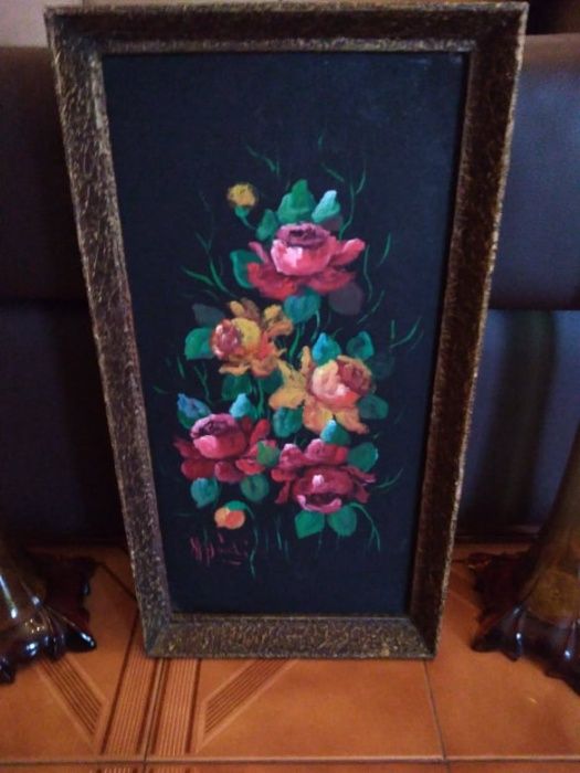 conjunto solitários + quadro pintado óleo