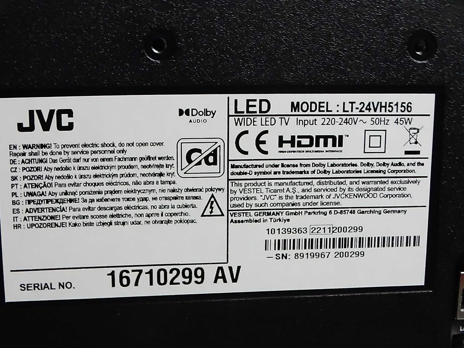 Telewizor Smart TV JVC LT-24VH5156 24" LED + Pilot | Wi-Fi / Netflix / YouTube