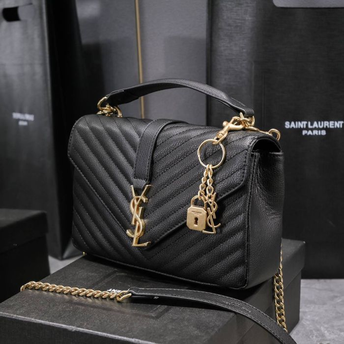 Сумка Yves Saint Laurent College , чорна шкіряна сумка YSL, жіноча сумка кожаная