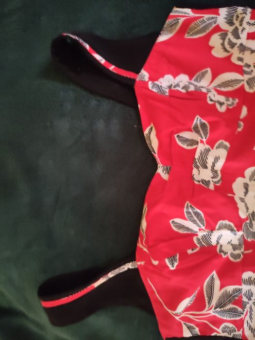 Sukienka na lato, czerwona w kwiaty, XL