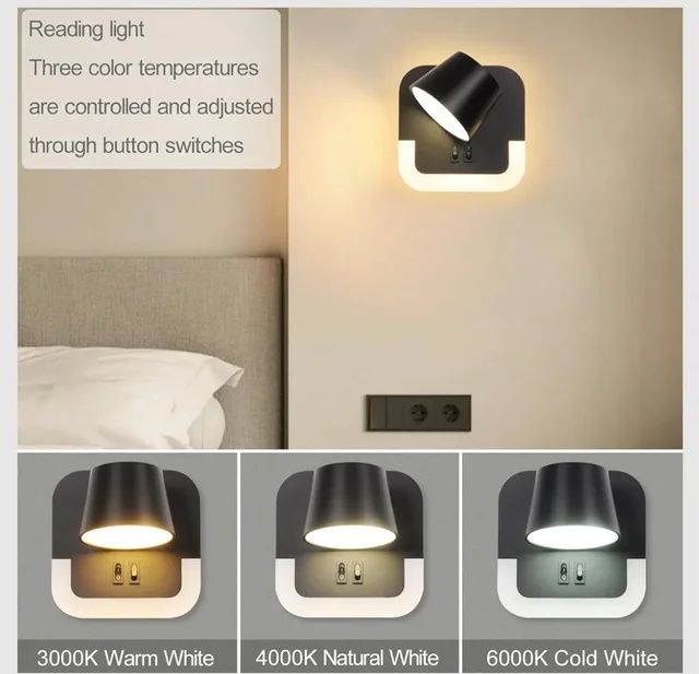 Світлодіодна лампа для читання AWEKLIY - чорна та біла