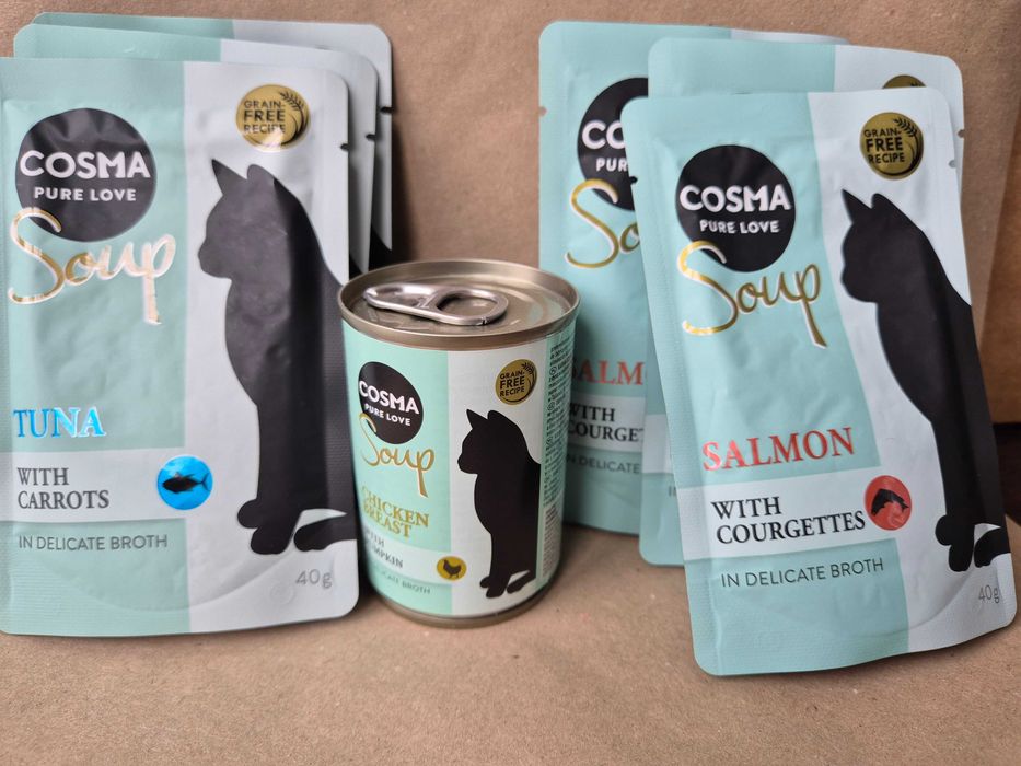 Pakiet rybny cosma soup 6 saszetek 40g plus 1 x kurczak 100g dla kota