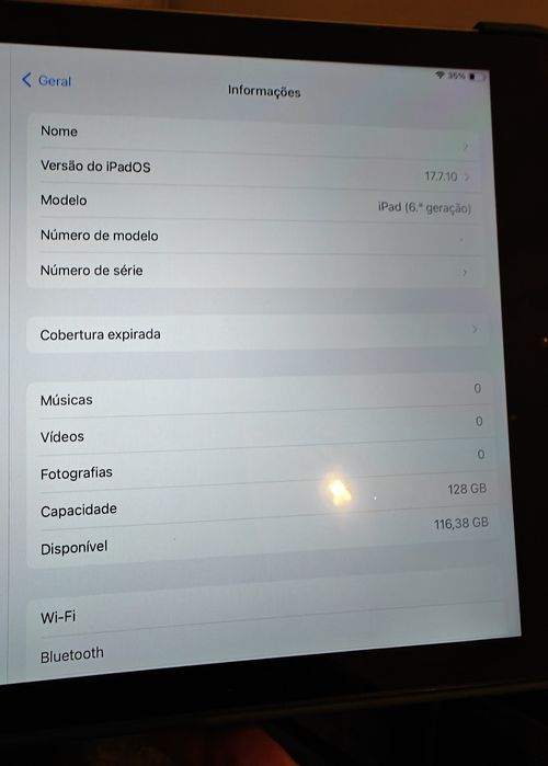 iPad 6ª geração, 128gb, WiFi