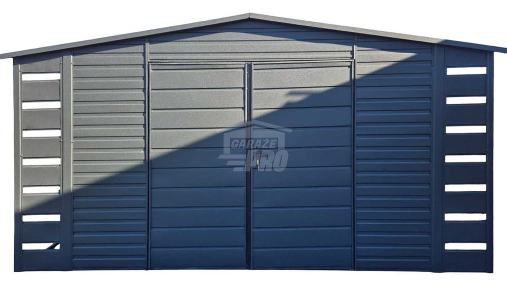 Schowek Domek Ogrodowy 3x3 + 2x wiata 0,5m  Brama Antracyt Dach  GP588