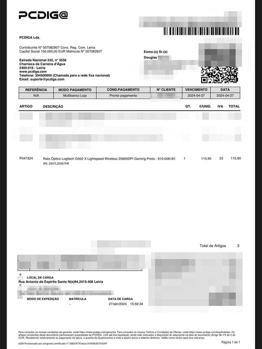 Mouse Gaming Logitech G502 Lightspeed Wireless ( Basicamente novo )