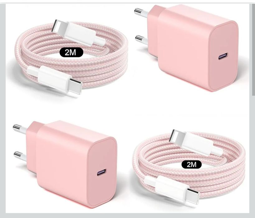 2Pack 20W USB C Ładowarka Phone 14 13 różowa