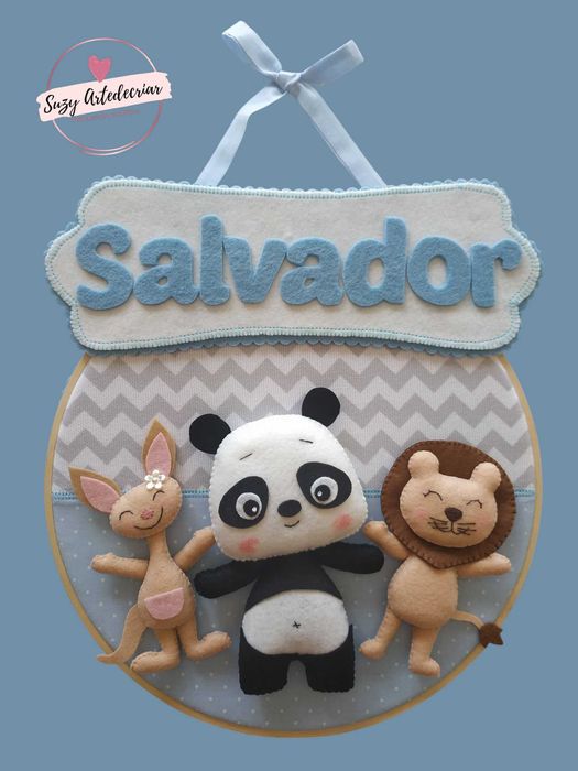 Bastidor Decoração Panda Quarto Criança