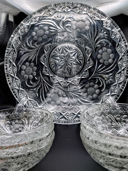 Zestaw misa i miseczki ze szkła prl