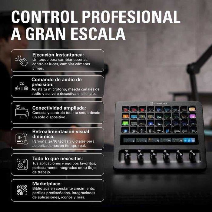 ISG Elgato Stream Deck + XL 36 teclas LCD 6 dials USB-C