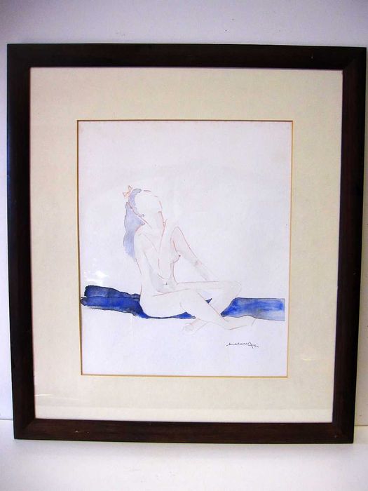 pintura original de uma linda mulher nua - sonhar acordada - assinada
