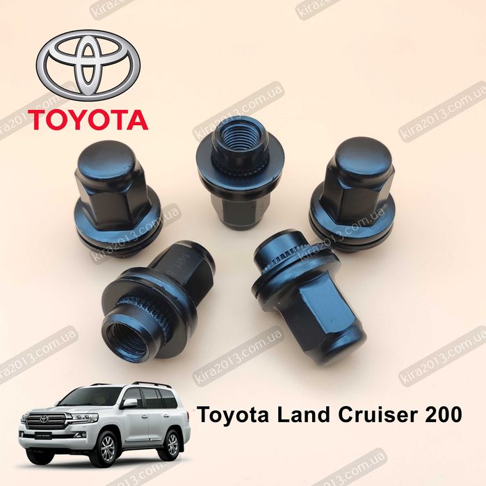 Черные колесные гайки Toyota Land Cruiser 200 Lexus LX М14х1.5 ключ 22