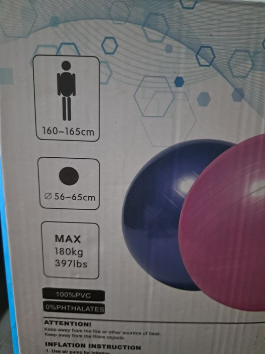 Dmuchana piłka gimnastyczna 56-65 cm