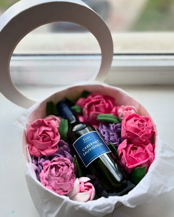 Зефирный букет, зефір, домашній зефір, подарунок, коробочка, зефир