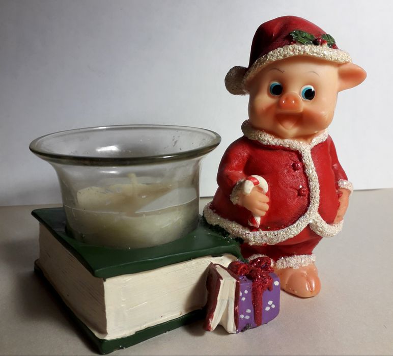 Новогодняя свеча подсвечник елочная игрушка кабанчик