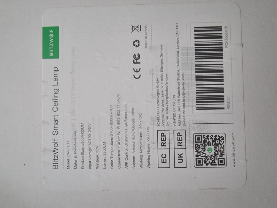 Candeeiro de teto BlitzWolf BW-CLT1 led rgb novo