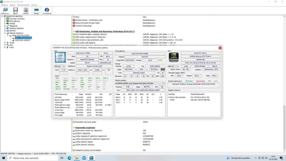 Komputer stacjonarny: intel i7-4790K | GTX Titan X 12GB | 32GB RAM | SSD 1TB + Akcesoria RAZER