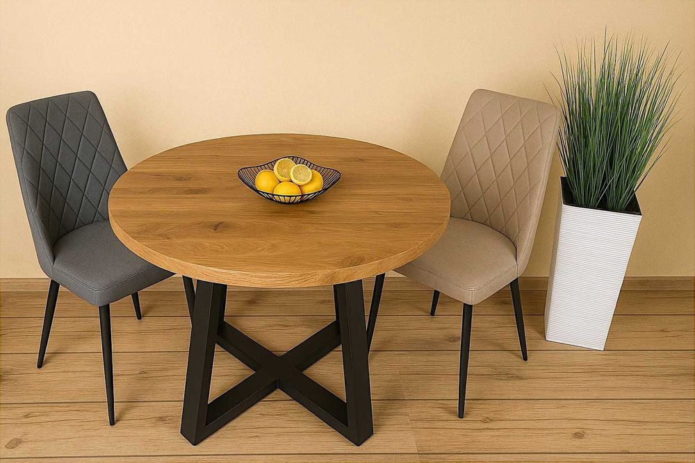 Stół Dębowy Okrągły LOFT, 100% Lite Drewno, Różne Wymiary, Rozkładany.