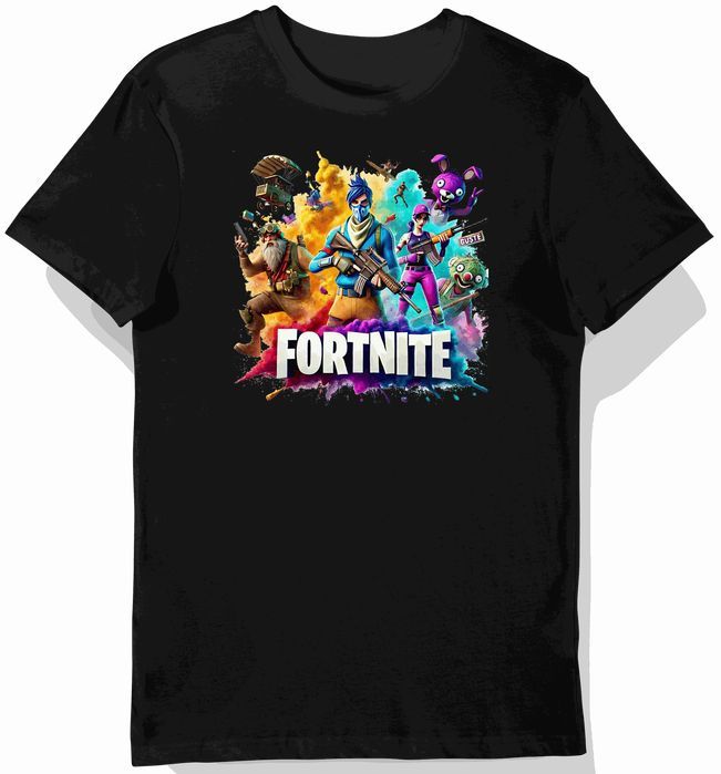 Koszulka dziecięca czarna Fortnite Skin postać Gry prezent święta 128