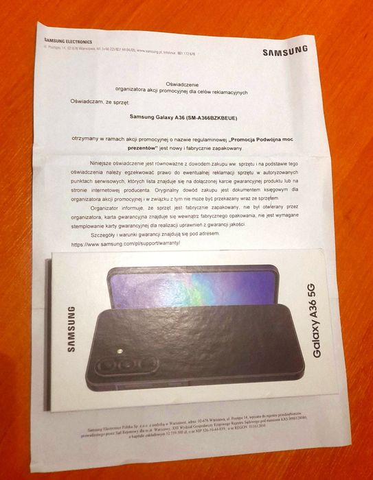 Samsung A36 NOWY, Gwarancja