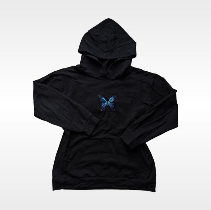 bluza z kapturem hoodie oversize z naszywką motylkiem motylem