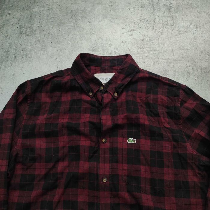 MĘSKA Elegancka Koszula Bawełna Kratka PREMIUM Haft Lacoste Casual