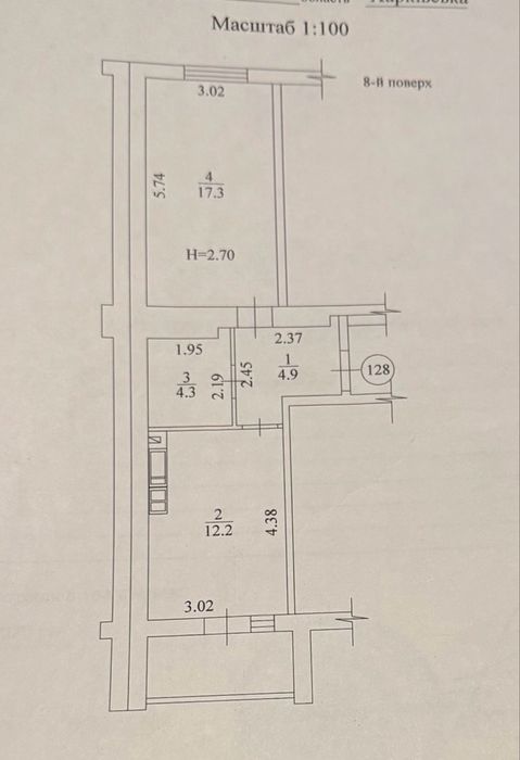 Продам 1 комнатную двухстороннюю 42,7 м ЖК Мира 2 pp1