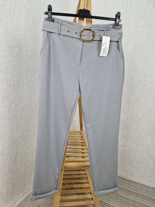 Nowe dzianinowe cygaretki z paskiem 3XL szare