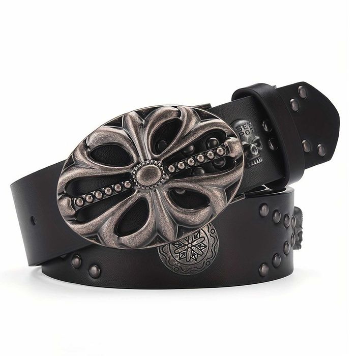 Ремень Б.Б. Симон |  B.B. Simon Belt Стразы Треугольники Chrome Hearts