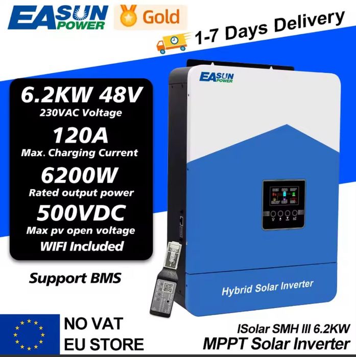 Гібридний інвертор EASUN SMH-lll 6,2kw  48v  WiFi В наявності
