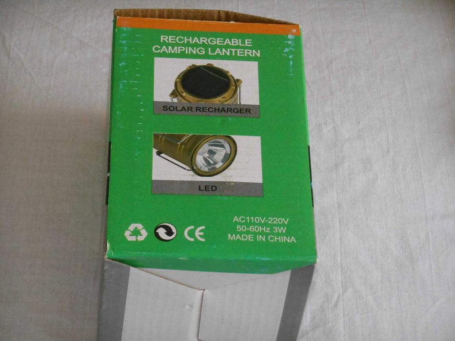 Лампа кемпінгова з функцією павербанку на сонячній батареї чорного кол