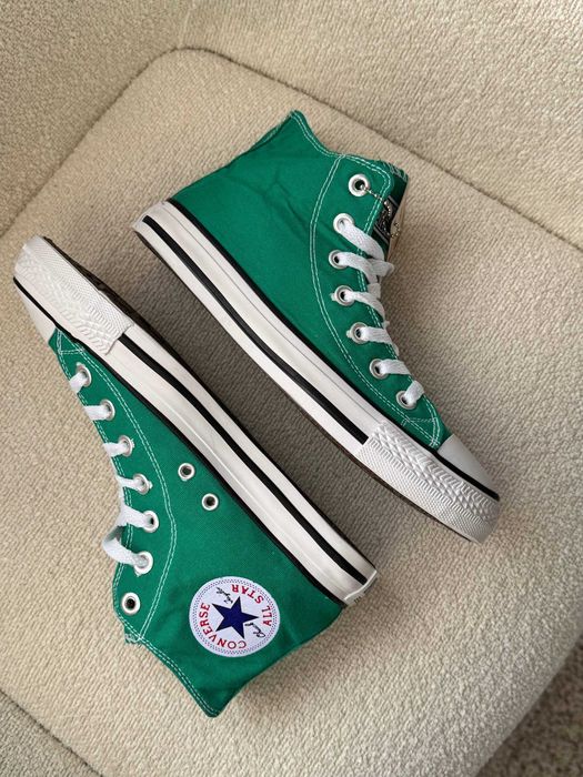 Зелені конверси жіночі кеди високі Converse All Star Chuk