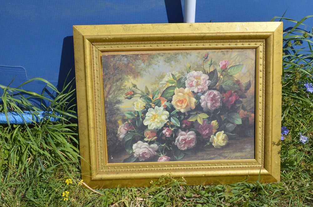 Obrazy -Albert Williams- róże ,piwonie i w koszyku { 2 sztuki za 160}