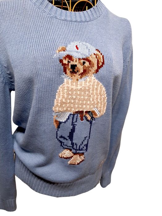 Sweter sweterek Ralph Lauren Polo miś merino wełna M