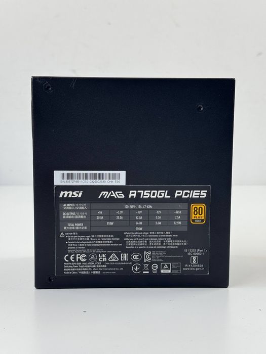 Блок живлення MSI MAG A750GL PCIE5 (ATX, 750 Вт, 80 PLUS Gold, повністю модульний) (306-7ZP8B11-CE0)