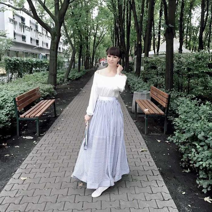 Полосатая шифоновая юбка