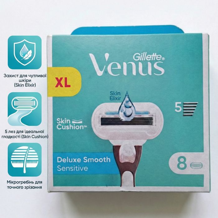 Змінні касети Gillette Venus Deluxe PRO Smooth Sensitive, 8 картриджів