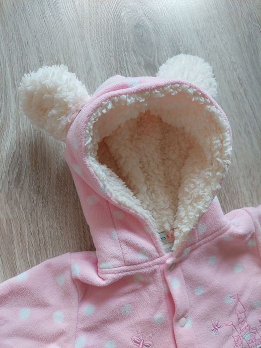 Pajac pajacyk króliczek z polaru dla dziewczynki. R.68/74