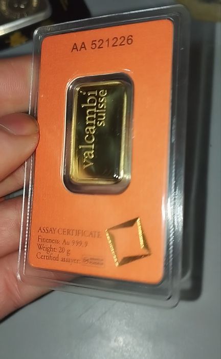 Barra de ouro 20g Valcambi (barra de ouro 20 gramas)
