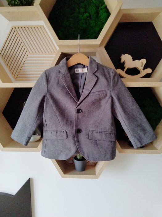 Marynarka chłopiec H&M 92 szary melanż, ciemna wesele