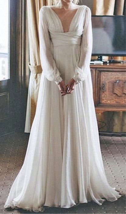 Sukienka ślubna boho rustykalna rozkloszowana dekolt boho S 36