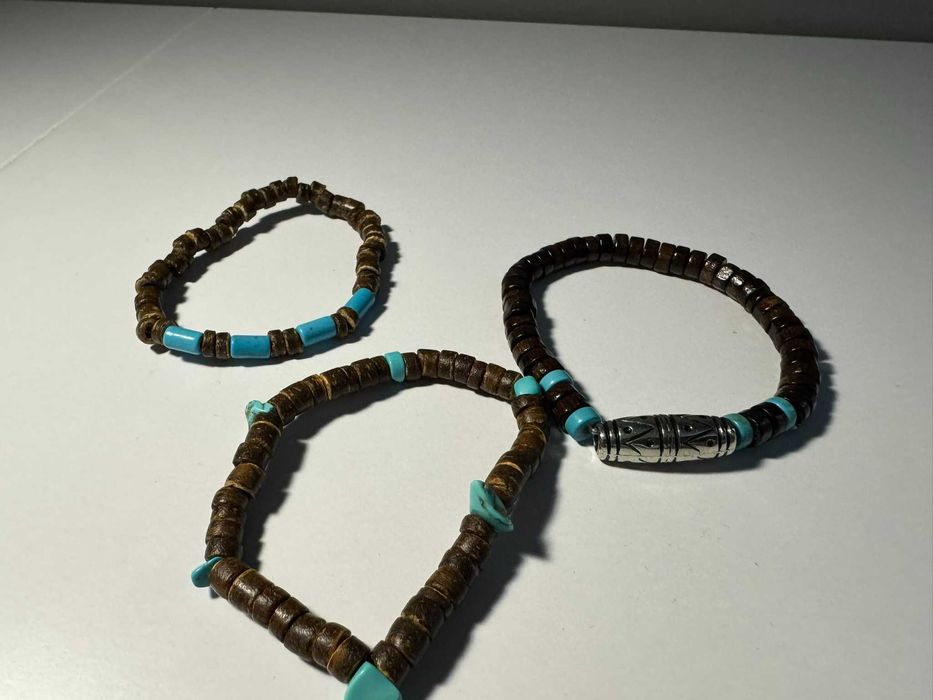 trzy drewniane bransoletki boho (R10)